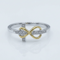 BAGUE CROIX PLAQUÉE ARGENT ET OR