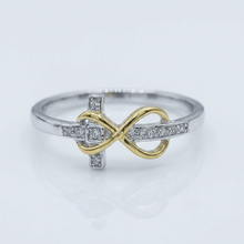 BAGUE CROIX PLAQUÉE ARGENT ET OR