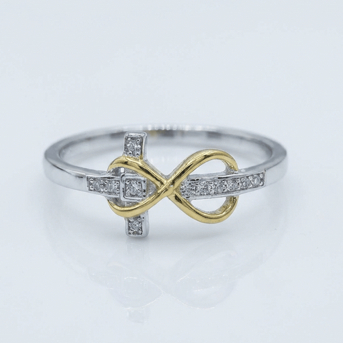 BAGUE CROIX EN ARGENT ET OR