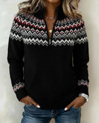 Pull Vintage Demi-Zippé Col