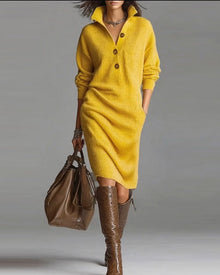 Robe pull décontractée de couleur unie pour l'automne et l'hiver