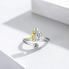 Bague de Chien en Argent avec Pierres de Zircon (Ajustable)
