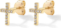 Boucles d'oreilles Croix Pavé | Or