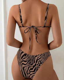 Bikini Imprimé Zèbre Sexy Lacé
