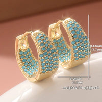 Boucles d'Oreilles Créoles Dorées Turquoise | Or