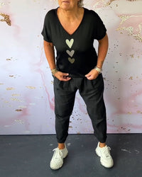 Pantalon décontracté confortable avec poche de couleur unie