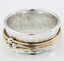 Bague vintage dorée avec couches argentées