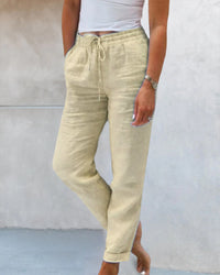 Pantalon décontracté à jambe droite de couleur unie