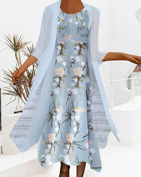 Robe ample manches 3/4 à imprimé fleuri