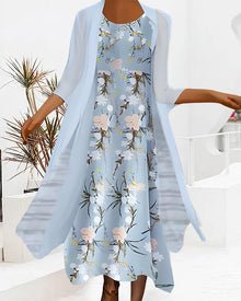 Robe ample manches 3/4 à imprimé fleuri