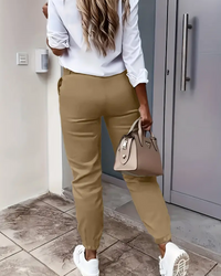Pantalon Poches Slim-Fit Court