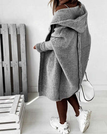 Cardigan simple à capuche de couleur unie avec motif chauve-souris