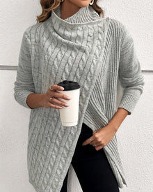 Pull décontracté de couleur unie fendu