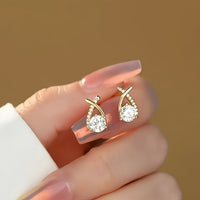Boucles D'oreilles En Or Avec Croix Et Zirconiums