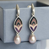 Boucles d'oreilles Vintage en Émail et Perles Roses