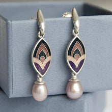 Boucles d'oreilles Vintage en Émail et Perles Roses