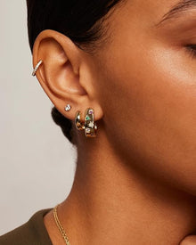 Boucles d'oreilles créoles dorées vague de couleur | Or