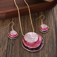 Ensemble Collier et Boucles d'Oreilles Boho Émaillés Fait Main