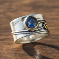 Bague de Méditation avec Pierres Précieuses Bohémienne