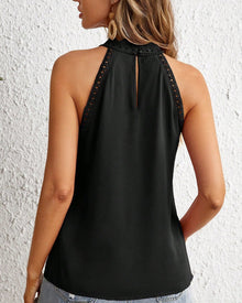 Gilet Uni Dentelle Creuse Sans Manches
