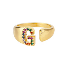 Bague en Or avec Lettre Personnalisée (Ajustable)