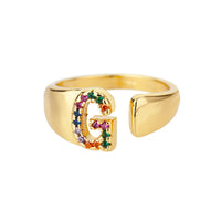 Bague en Or avec Lettre Personnalisée (Ajustable)