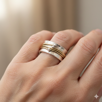 Bague vintage dorée avec couches argentées