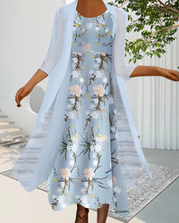 Robe ample manches 3/4 à imprimé fleuri