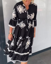 Robe à imprimé floral et manches 3/4