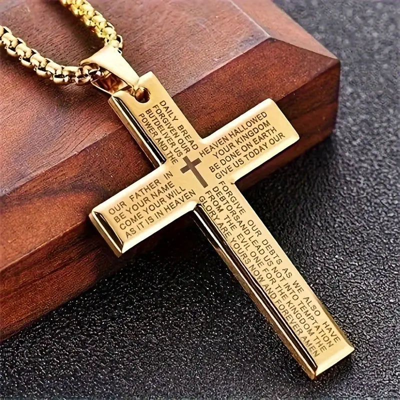 Collier avec pendentif croisé unisexe moderne