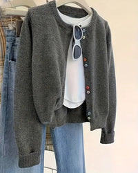 Cardigan décontracté de couleur unie à manches longues