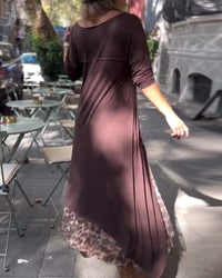 Robe À Manches Longues De Couleur Unie Irrégulière