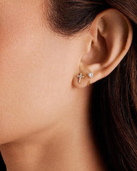 Boucles d'oreilles Croix Pavé | Or