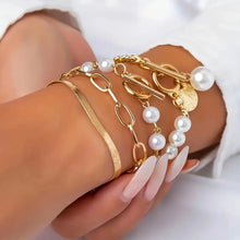 Ensemble de 4 Bracelets – Serpent, Perles & Maillons | Or