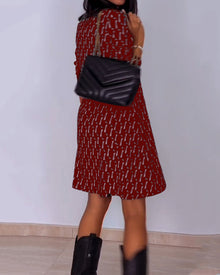 Robe col V imprimé losanges