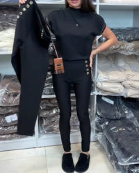Pantalon Élégant À Boutonnage Et Stretch
