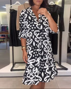 Robe Col En V Élégante Imprimée