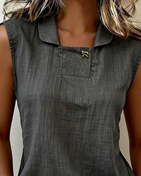 Gilet Sans Col Et Sans Manches De Couleur Unie