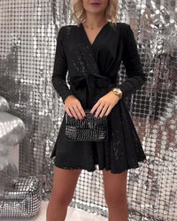 Robe à lacets Sexy Décolleté Enveloppé Paillettes Velours