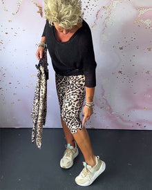 Pantalon court svelte imprimé léopard