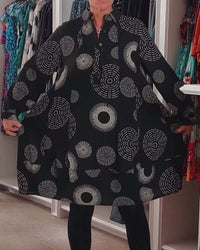Robe décontractée à revers à imprimé géométrique