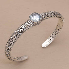 Bracelet vintage ouvert en argent avec zirconiums