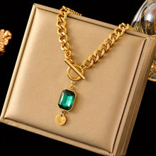 Collier en Or avec Pierre Émeraude Précieuse