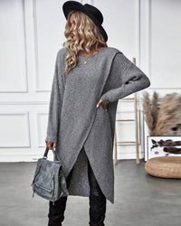 Robe pull de couleur unie à ourlet irrégulier