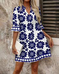 Robe Droite Élégante avec Imprimé Floral