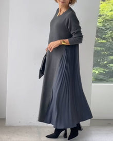 Robe pull plissée élégante à manches longues