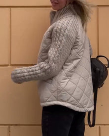 Manteau zippé à col haut de couleur unie