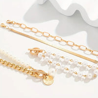 Ensemble de 4 Bracelets – Serpent, Perles & Maillons | Or
