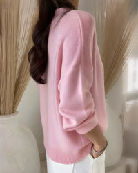 Pull décontracté couleur unie col en V
