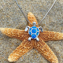 Ensemble collier et boucles d'oreilles tortue marine en opale et argent